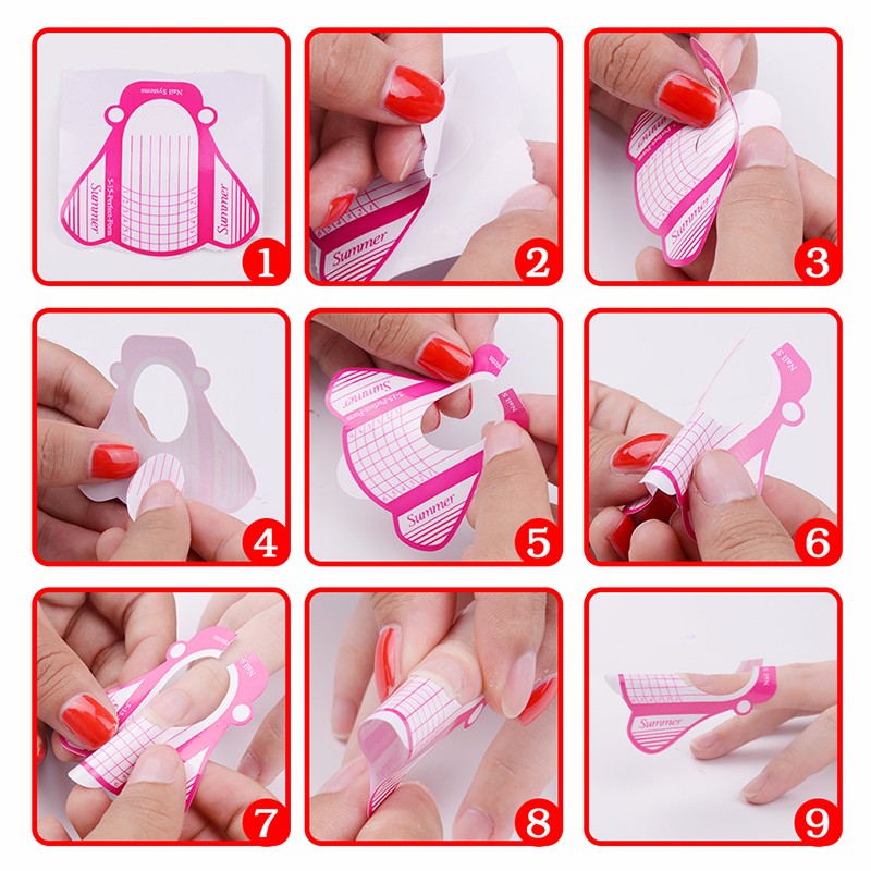 New 100 Pcs Professional Nail Form Sticker UV Gel Nail Art Tip Extension Guide Tools For Salon Nails