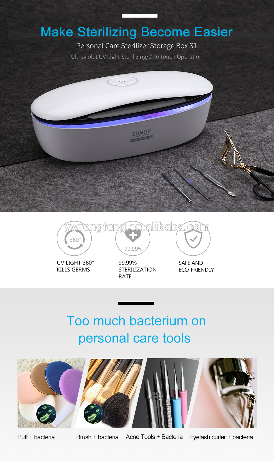 Mini metal SUNUV S2 Portable led UV Sterilizer For USB Phone Cosmetic disinfection