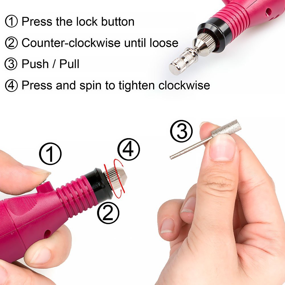 Nail Art Drill Kit File Finger Toe Polish Buffer Pedicure Manicure Acrylics Tool Electric Pen Shape with Multi Sanding Bits