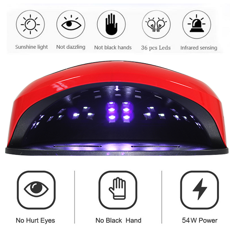 72W Pro UV Lamp LED Nail Lamp Nail Dryer For All Gels Polish Sun Light Infrared Sensing 10/30/60s Timer Smart